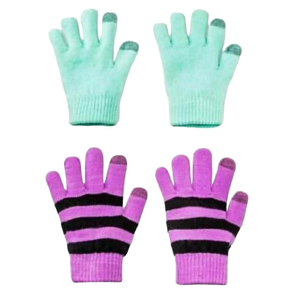 Cat & Jack 2-pack Girls Winter Kids Gloves Tech-Touch Outdoor Snow Mittens